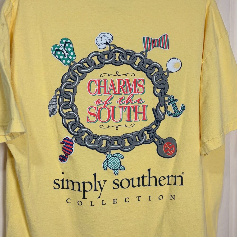 Simply Southern Charms of the South Graphic T-Shirt Yellow Size XL